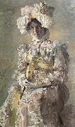 Portrait of Nadezhda zabela-Vrubel.the Artist's wife,wearing an empire-styles summer dress made to his design Mikhail Vrubel